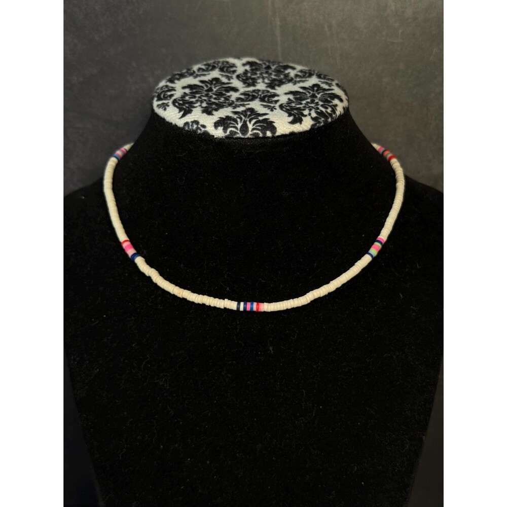 Vintage White Heishi Bead Adjustable Necklace